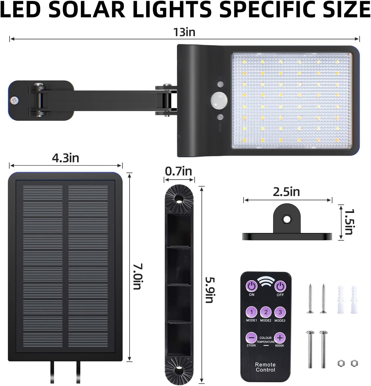 Skorter | 2 Pack Outdoor Solar Flood Lights Wireless 48 LED Waterproof Security Motion Sensor Light With 3 Modes
