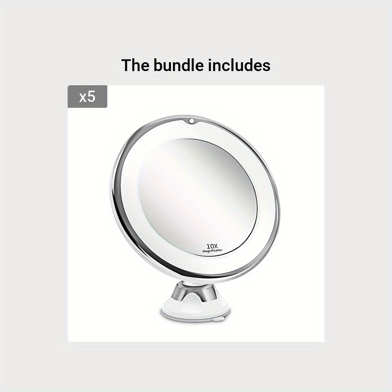 Skorter | JESLED 10X Magnifying Mirror with 360° Rotation and Suction Cup – Illuminated Travel Mirror for Home and Table Use