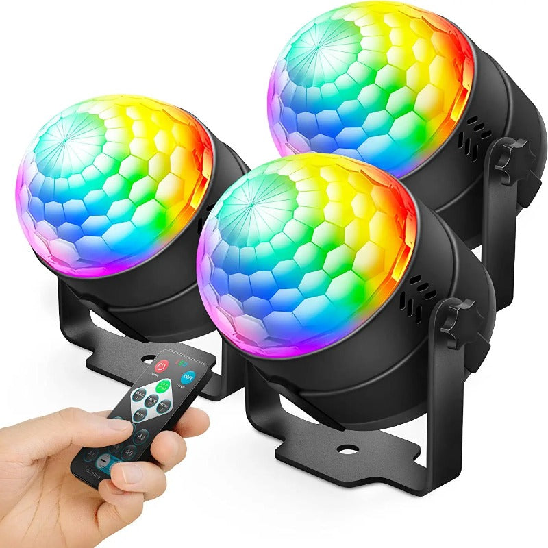 Skørter | 3 Pack DJ Disco Ball Strobe Light with 7 Colors - Sound Activated with Remote Control