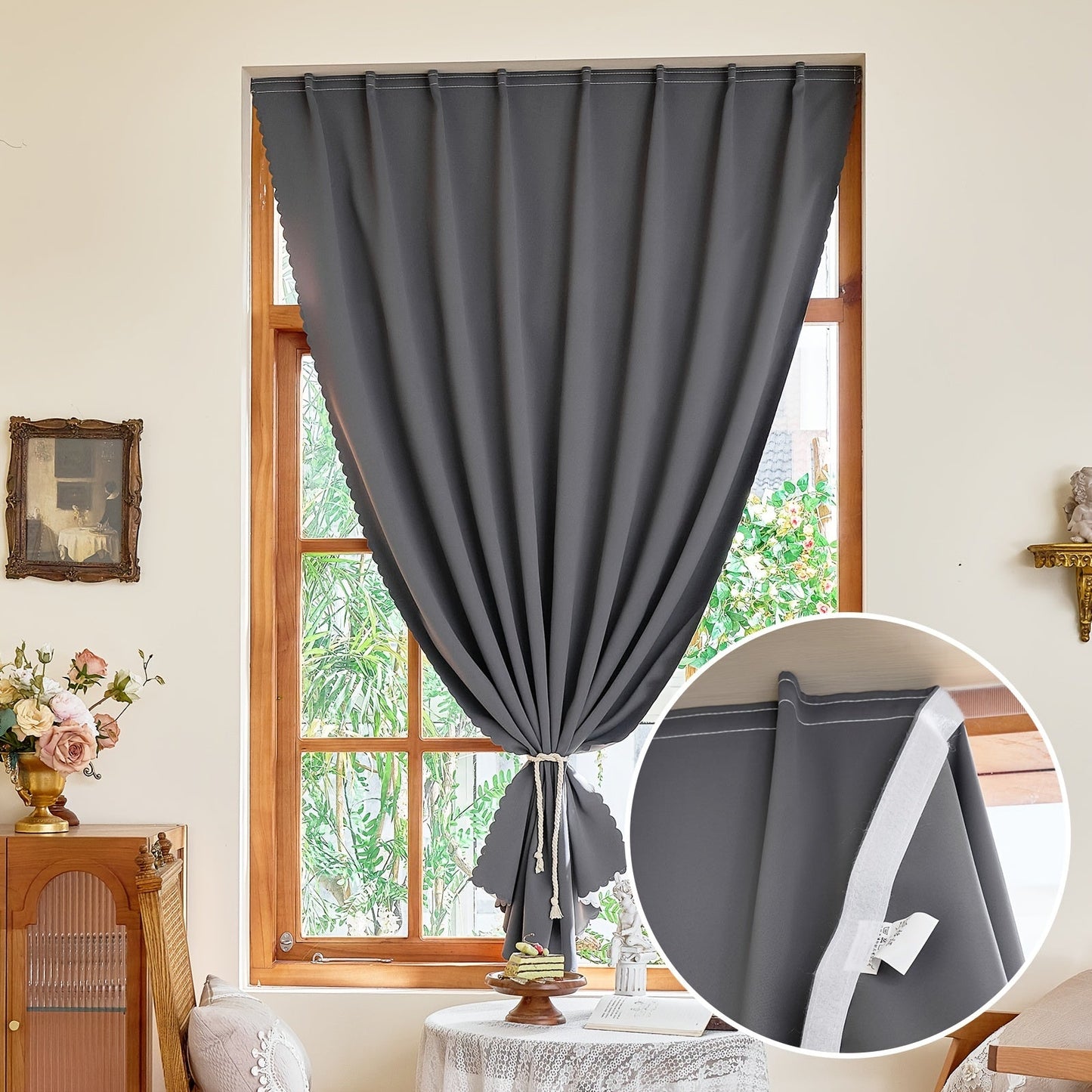 Skorter | 1 Piece Blackout Curtains - Self-Adhesive Window Decor for Bedroom and Living Room