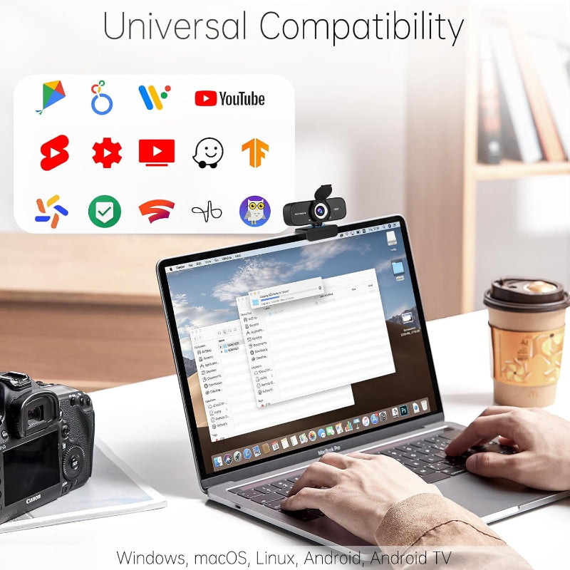 Skorter | 1080P Full HD Webcam with Microphone, Wide Angle Camera, Privacy Protection for PC/Laptop