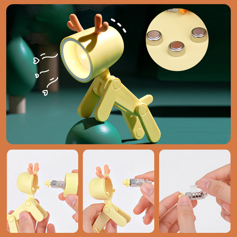 skorter | Mini LED Cute Cartoon Animals Puppies Deer Night Light, Adjustable Small Phone Holder Desk Lamp