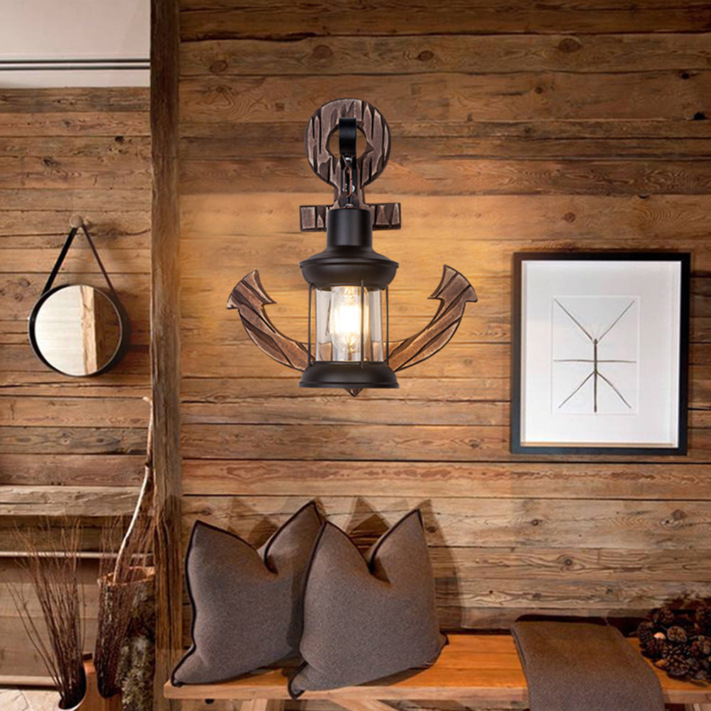 Skorter | Austin Vintage LED Wall Lamp - Anchor, Dining/Living Room, Metal/Wood