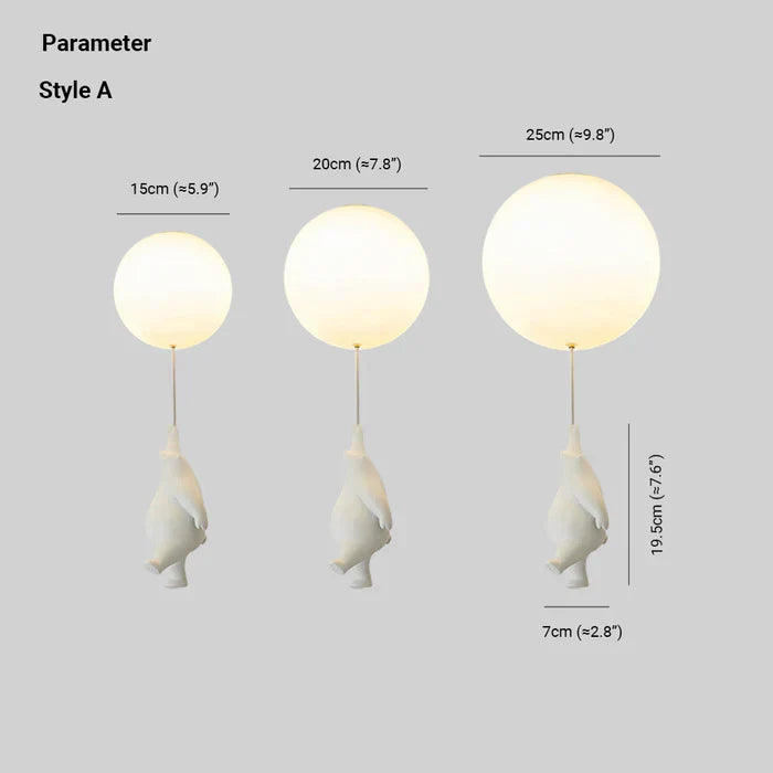 Skorter | CloudBear Kids Ceiling Light – Bear & Balloon LED Pendant Lamp for Nursery and Bedroom Decor