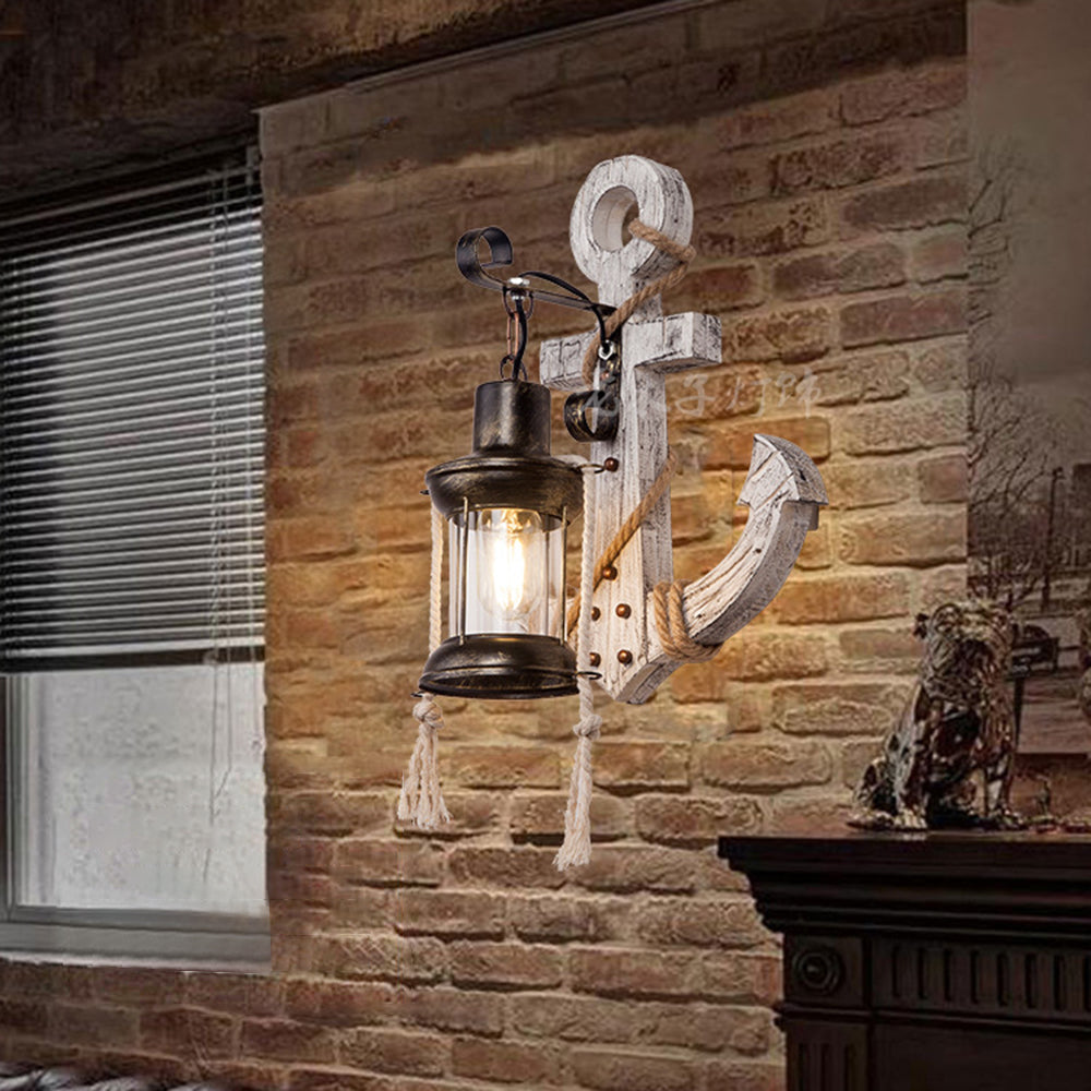 Skorter | Austin Vintage LED Wall Lamp - Anchor, Dining/Living Room, Metal/Wood