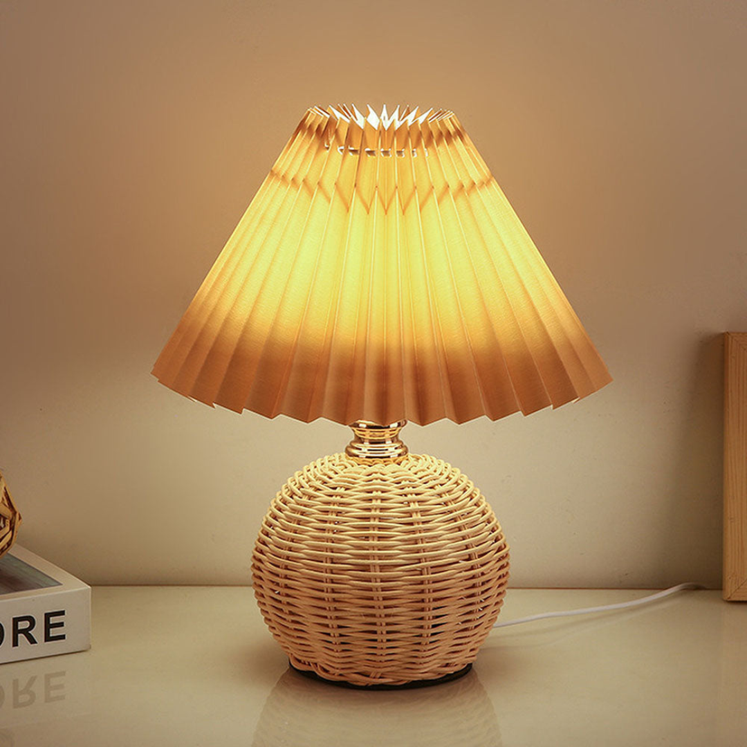 Skorter | Modern Table Lamp with White Pleated Shade