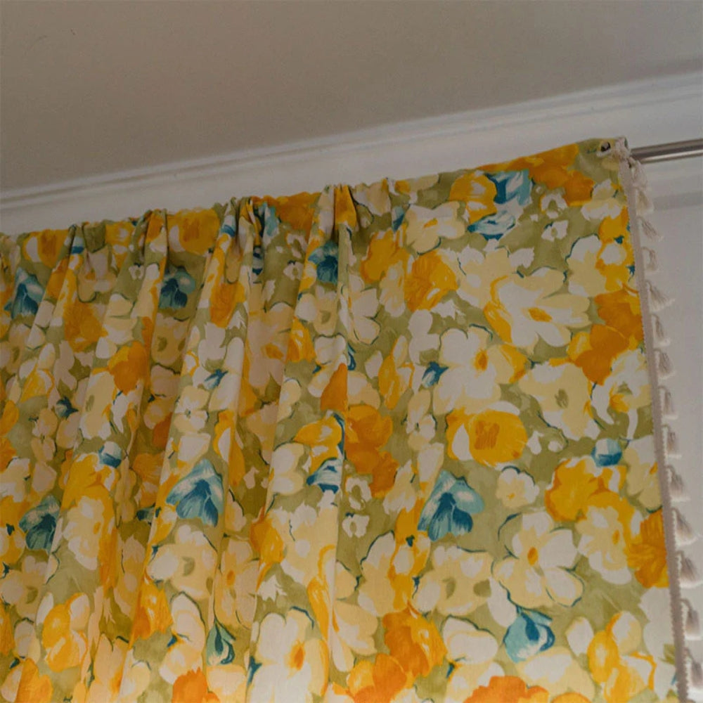 Skorter | Sunshine Blooms Floral Tasseled Curtain