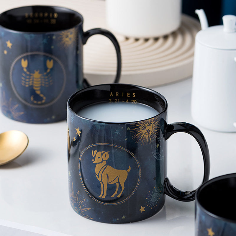 skorter | 12 Zodiac Signs Mug Cobalt Blue Ceramic Coffee Mug