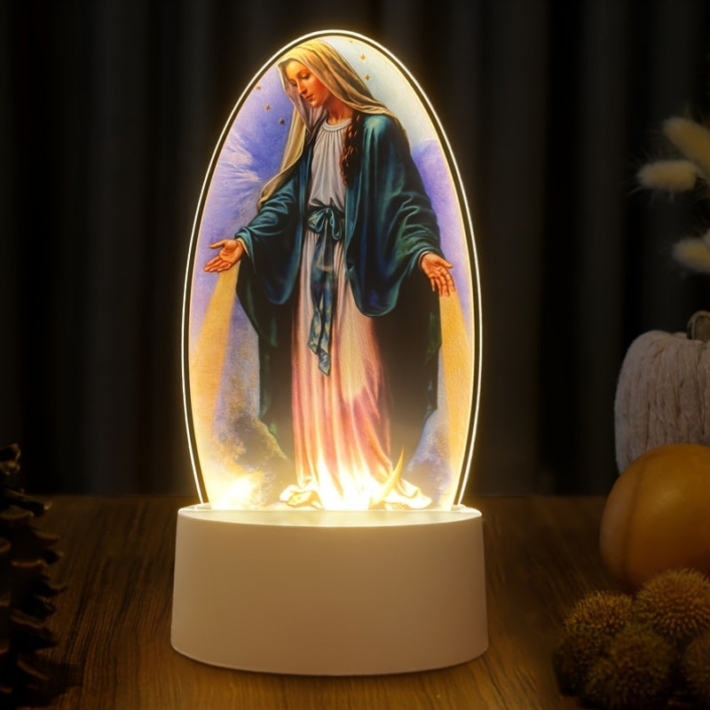 Skorter | SacredGlow - Virgin Mary Night Lamp with LED Acrylic Frame, USB Power