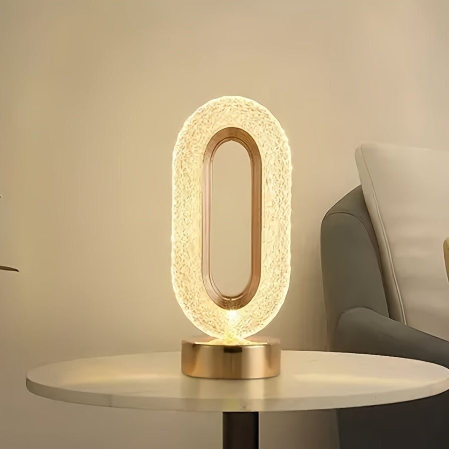Skorter | LuxeGlow - Oval Crystal USB Table Lamp for Bedroom and Living Room
