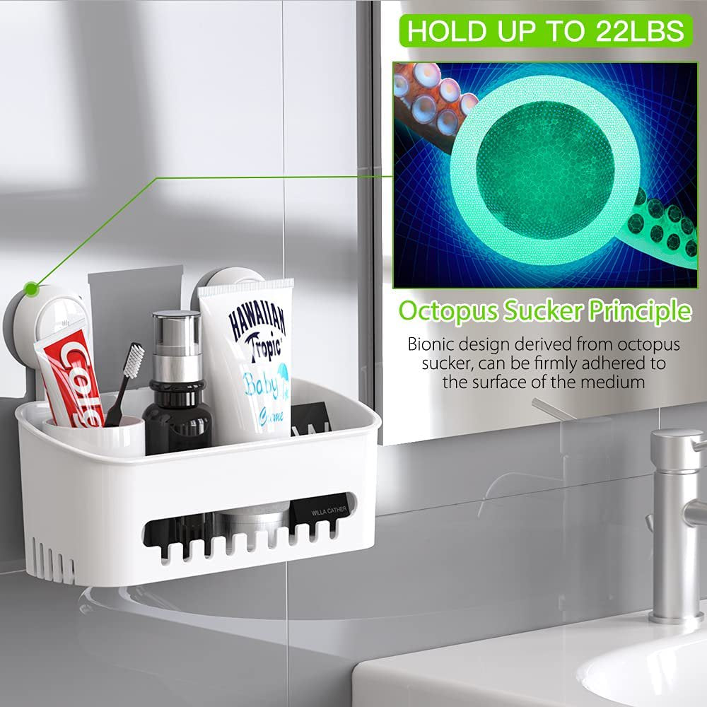 Skørter | Shower caddy, Waterproof shower caddy with suction cup, no drilling, removable shower shelf, heavy-duty, holds up to 22 pounds