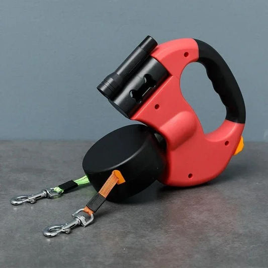 Skorter | Bordeaux Duo – Double lead with LED & bag dispenser for two dogs