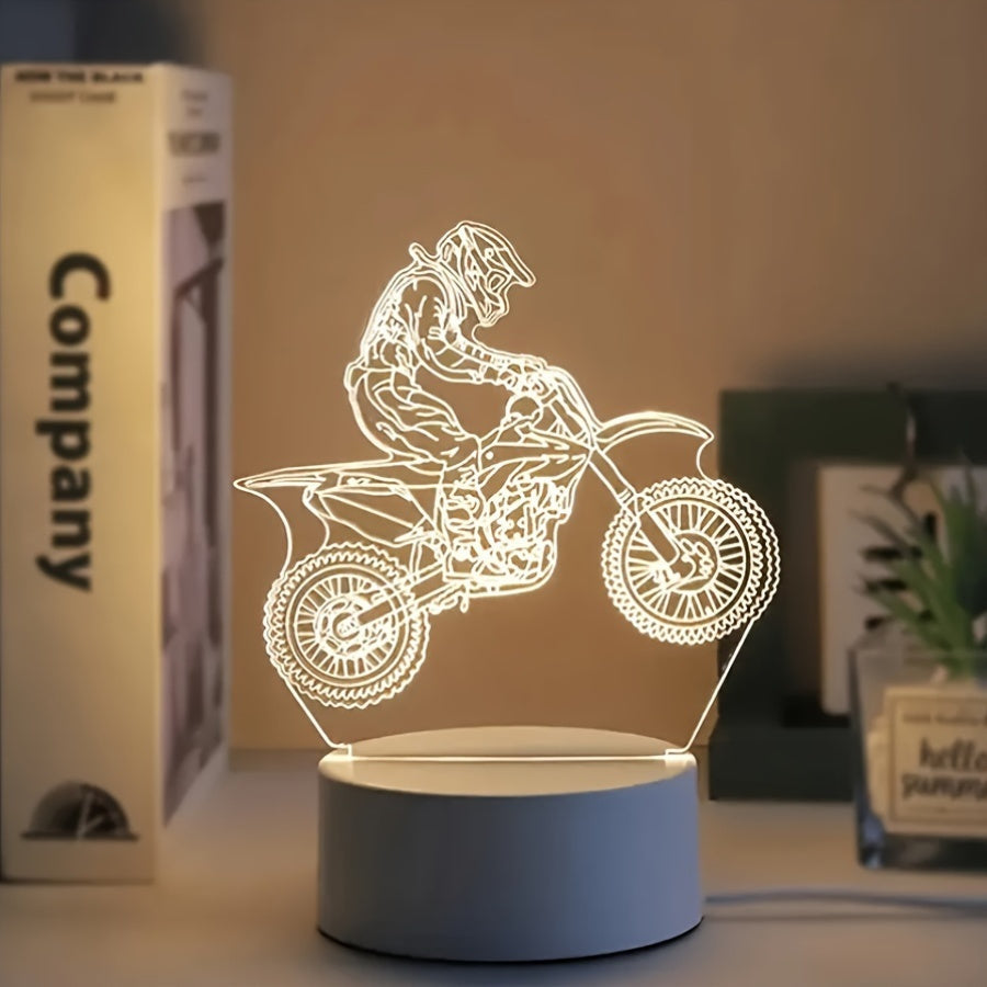 Skorter | MotoLamp - 3D LED Night Light Motocross Theme, USB-powered Ambient Lighting