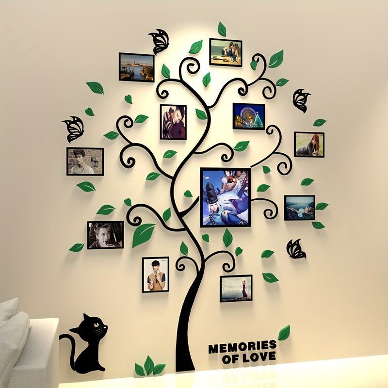 Skorter | 1 Set Acrylic Wall Decoration - 3D Creative Photo Tree for Family & Pets, Self-Adhesive Wall Sticker for Living Room, Hallway, Veranda, Share Special Memories