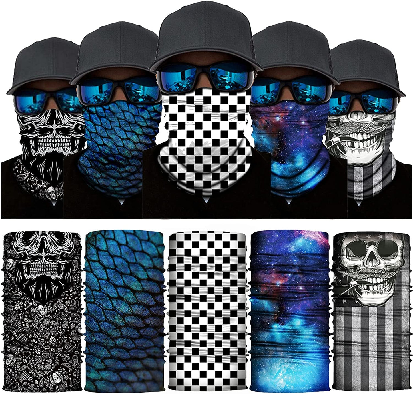 Skorter | 10 Packs Motorcycle Accessories, 5PCS Mountain Bike Ski Goggles Dustproof Windproof Safety Glasses and 5PCS Face Masks