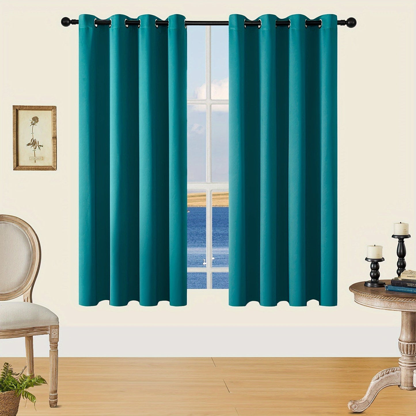 Skorter | Blackout Curtains - 2 Pieces Modern Polyester Curtains with Thermal Insulation and Rings