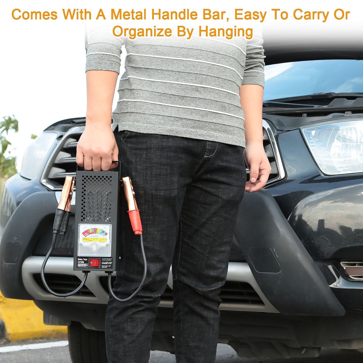 Skorter | 6-12V Car Battery Tester with Heavy Insulated Copper Clamps