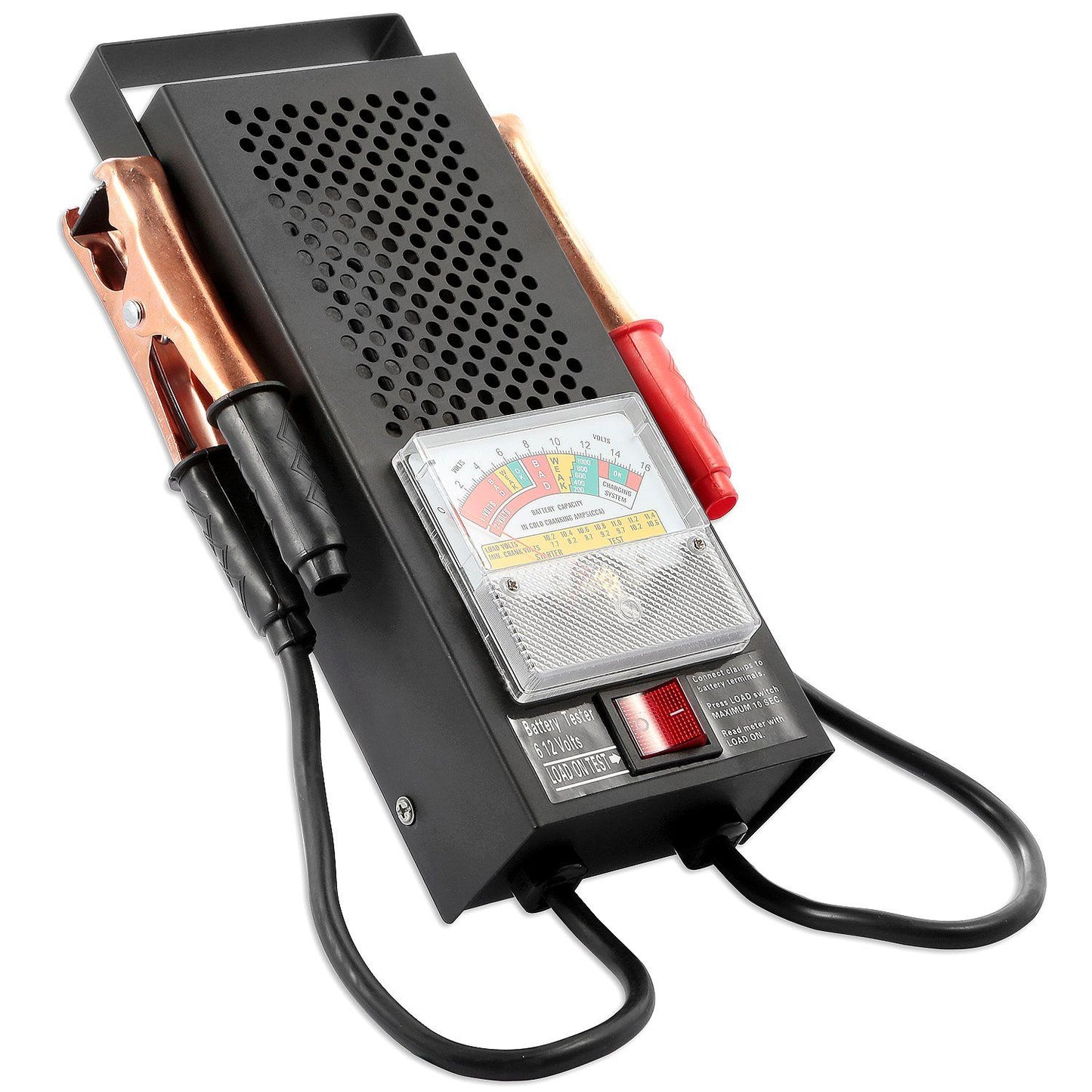 Skorter | 6-12V Car Battery Tester with Heavy Insulated Copper Clamps