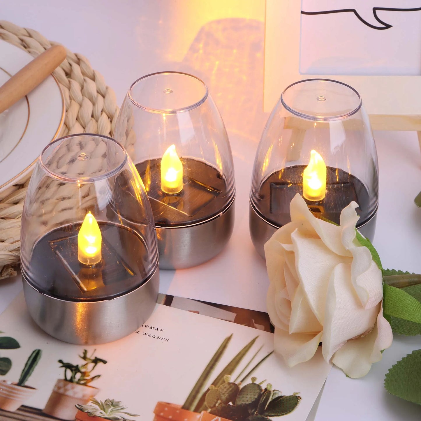 Skorter | SolarFlame - Waterproof LED Candleholders for Outdoor, Solar Energy & Flameless