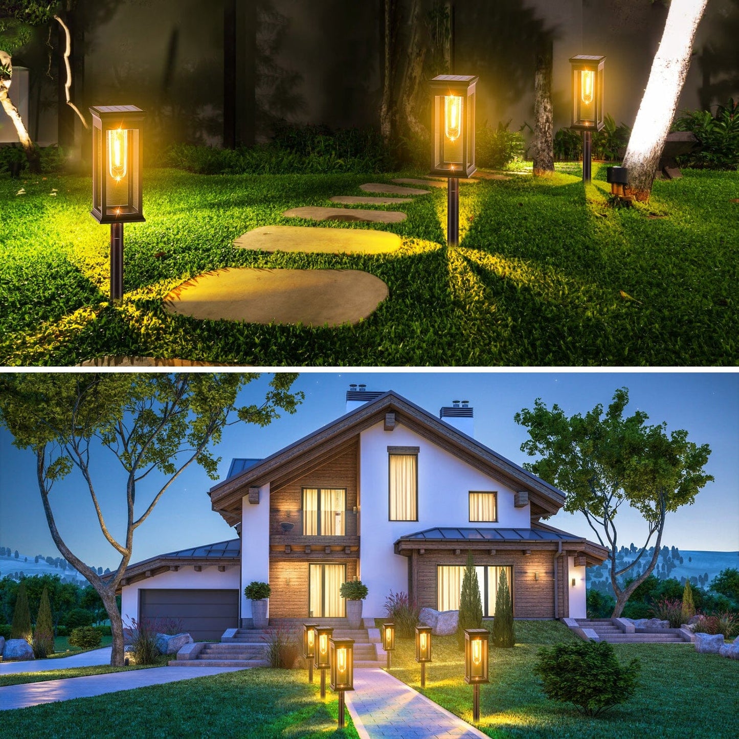 Skorter | 6-Pack: Solar Powered Stake Light IP65 Waterproof Automatic On Off