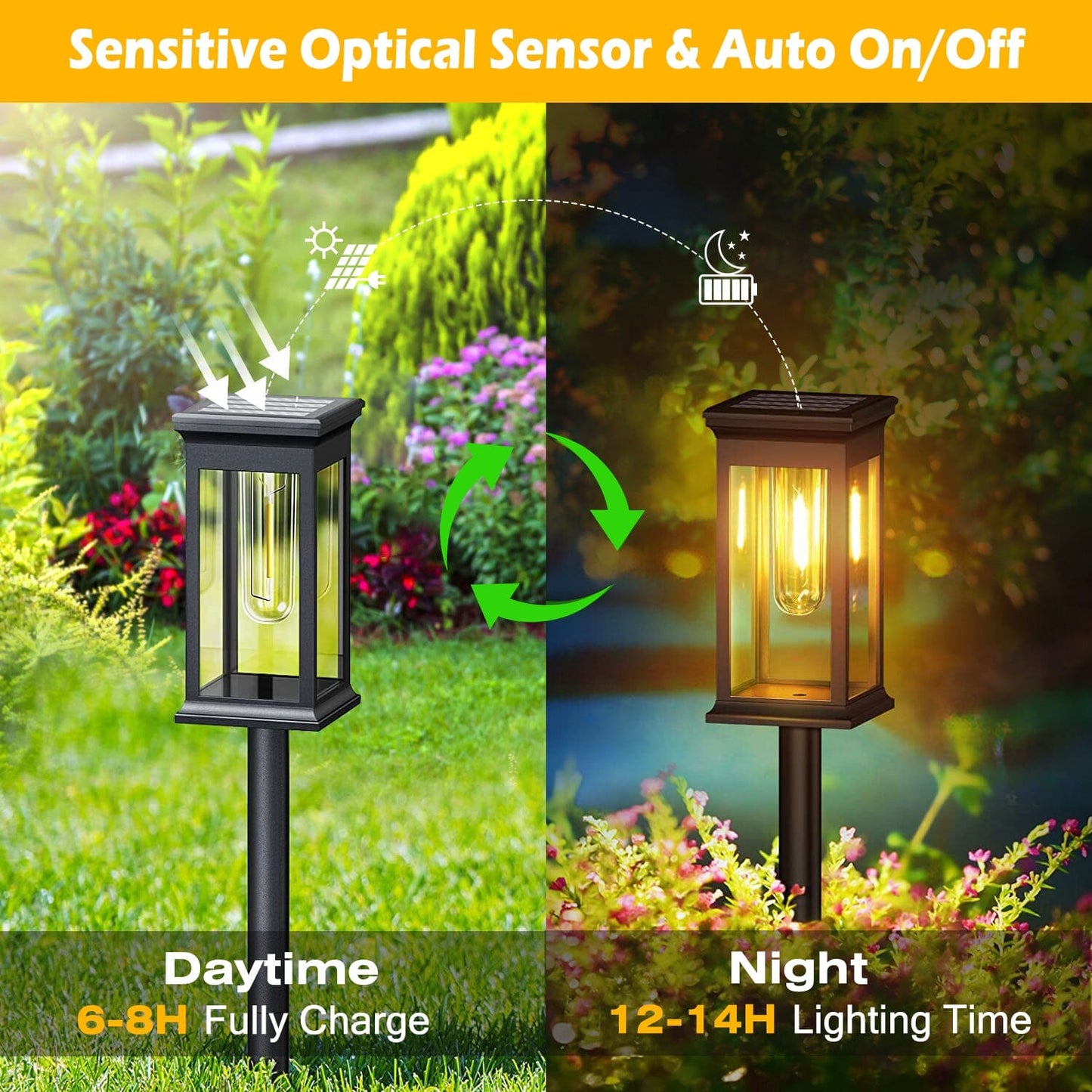 Skorter | 6-Pack: Solar Powered Stake Light IP65 Waterproof Automatic On Off