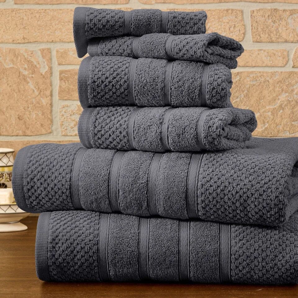 Skorter | 6-piece Bib Hjem Absorbent 100% Egyptian Cotton Towel Rack
