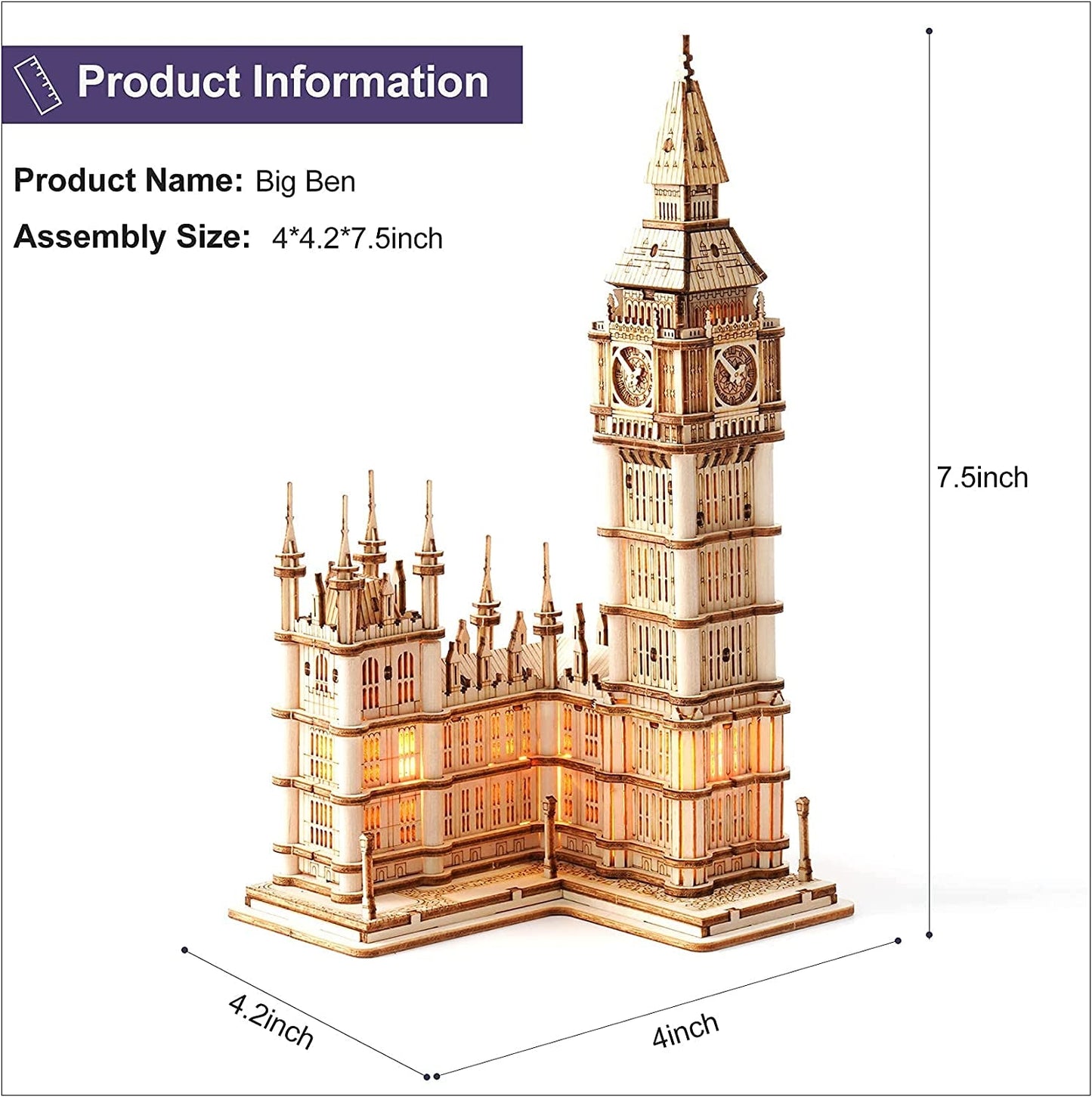 Skørter | 3D puzzle for adults Wooden craft set for teenagers DIY building model set with LED lights