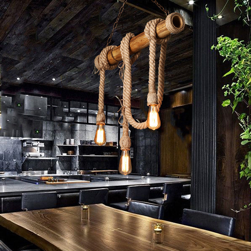Skorter | IndustrialBamboo - Adjustable Ceiling Lamp with Bamboo and Adjustable Rope