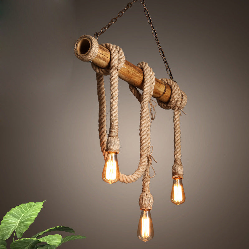 Skorter | IndustrialBamboo - Adjustable Ceiling Lamp with Bamboo and Adjustable Rope