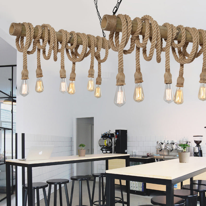 Skorter | IndustrialBamboo - Adjustable Ceiling Lamp with Bamboo and Adjustable Rope