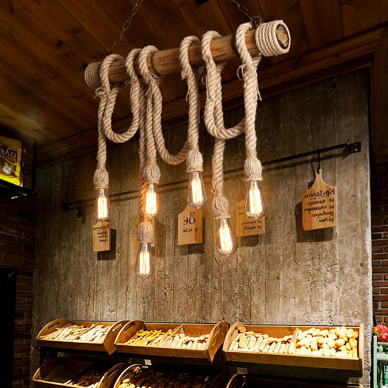 Skorter | IndustrialBamboo - Adjustable Ceiling Lamp with Bamboo and Adjustable Rope