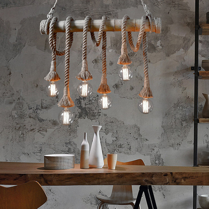 Skorter | IndustrialBamboo - Adjustable Ceiling Lamp with Bamboo and Adjustable Rope