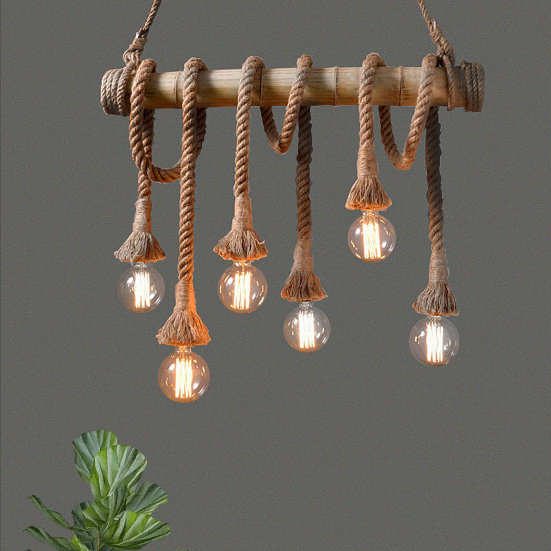Skorter | IndustrialBamboo - Adjustable Ceiling Lamp with Bamboo and Adjustable Rope