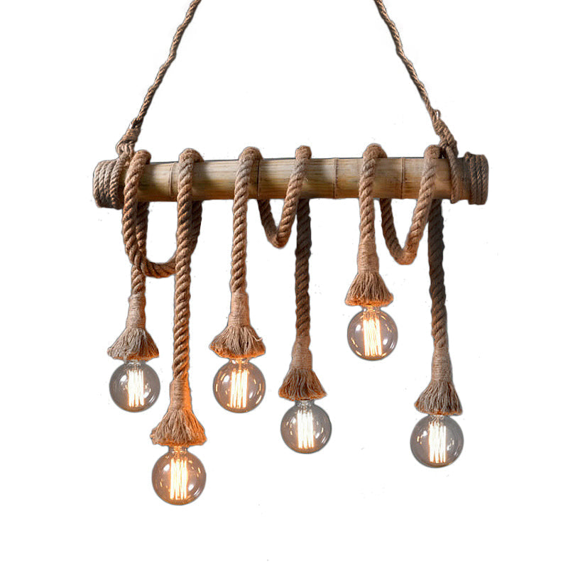 Skorter | IndustrialBamboo - Adjustable Ceiling Lamp with Bamboo and Adjustable Rope