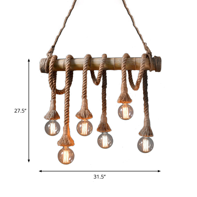 Skorter | IndustrialBamboo - Adjustable Ceiling Lamp with Bamboo and Adjustable Rope