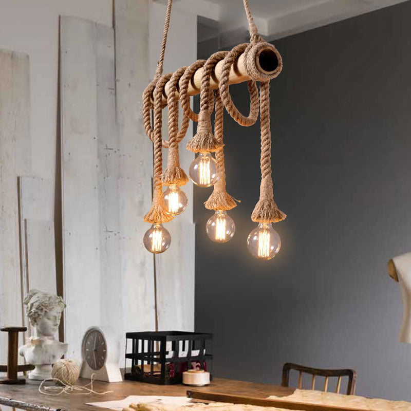 Skorter | IndustrialBamboo - Adjustable Ceiling Lamp with Bamboo and Adjustable Rope
