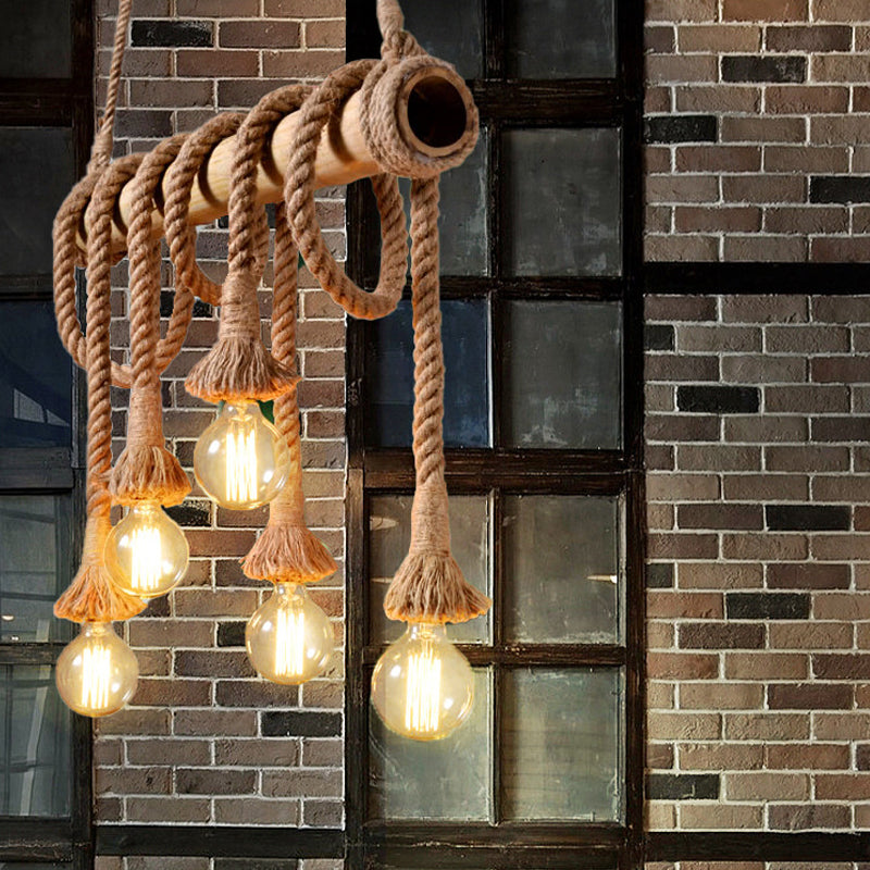 Skorter | IndustrialBamboo - Adjustable Ceiling Lamp with Bamboo and Adjustable Rope