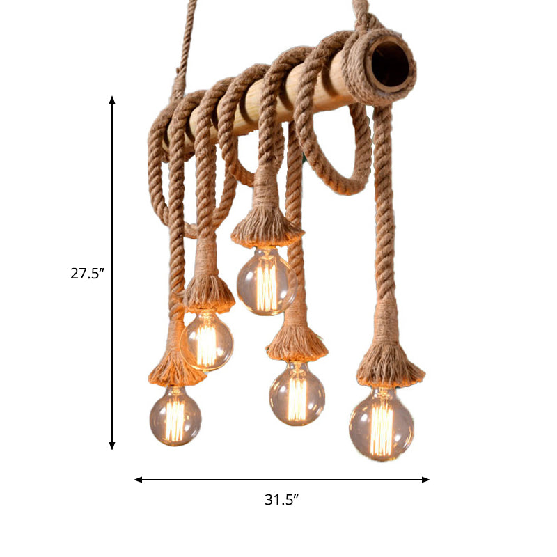 Skorter | IndustrialBamboo - Adjustable Ceiling Lamp with Bamboo and Adjustable Rope