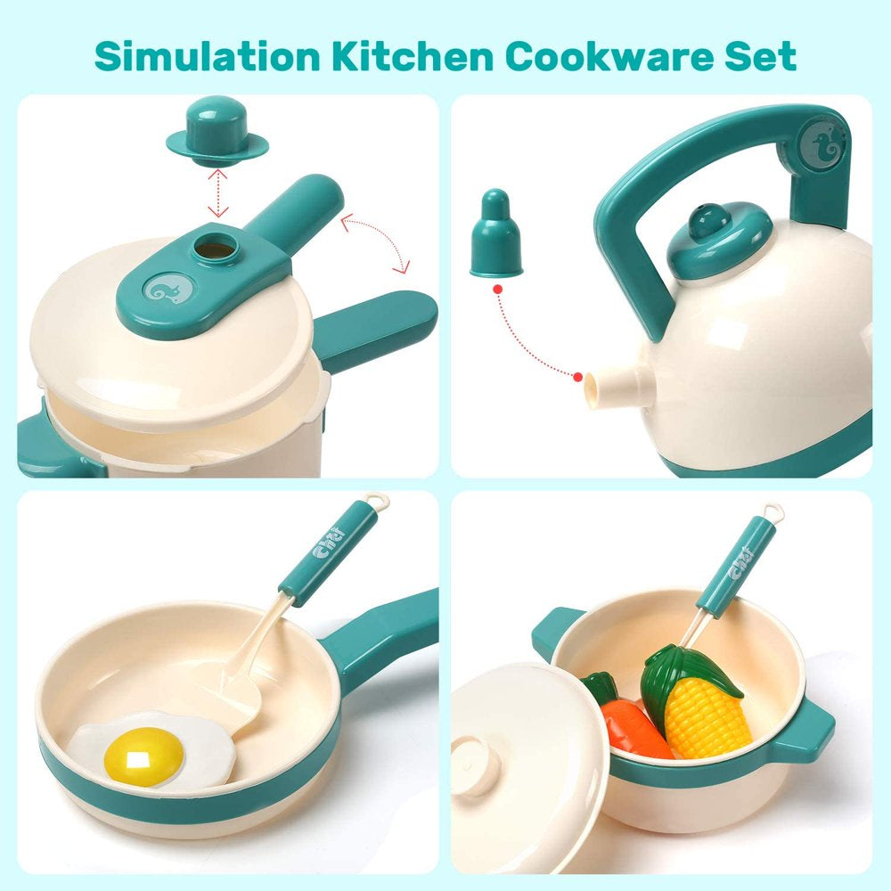 Skørter | 40PCS Kids Kitchen Play Pretend Cooking Set with Pots and Pans Kitchen Accessories Cutting Play Food Great Gift for Toddlers Boys Girls Indoor Play