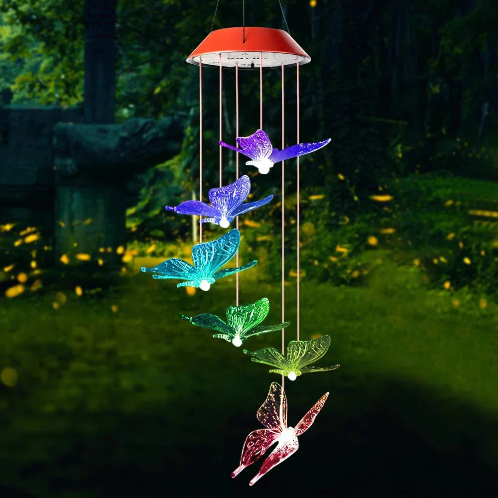 Skorter | SolarGlow - LED Mood Lighting with Butterflies – Colorful Sun Garden Lamps for Outdoor