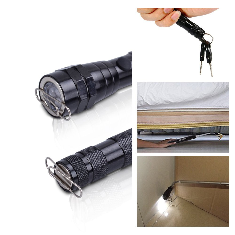 Skorter | Magnet 3 x LED Magnetic Pickup tool, Telescoping Flexible Extensible Led Flashlights, Perfect Mechanic pick-up tools, 4 x LR44 Batteries (Included)