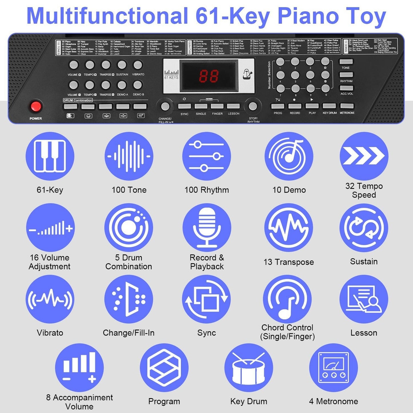 Skorter | 61 Keys Digital Music Keyboard Electronic Piano