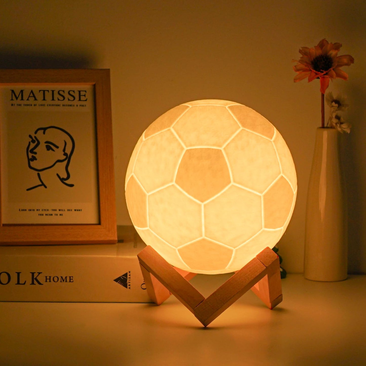 Skorter | Balkwan Football Night Light - 16 Color Changing Moon Lamp For Kids, Dimmable With Remote Control