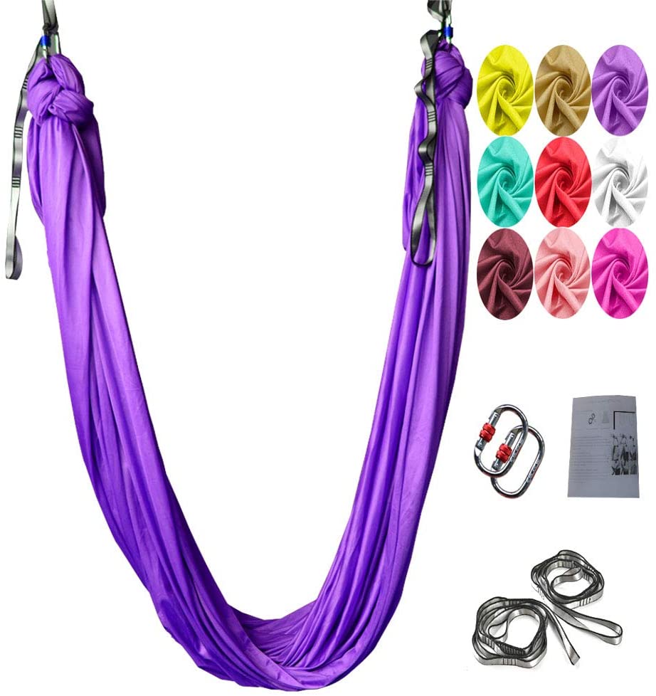 Skørter | Aerial Yoga Swing Set, L:5M W:2.8M Anti Gravity Hammock Inversion Exercises Includes 2 Carabiners, 2 Daisy Chain, 1 Hanging Instructions.
