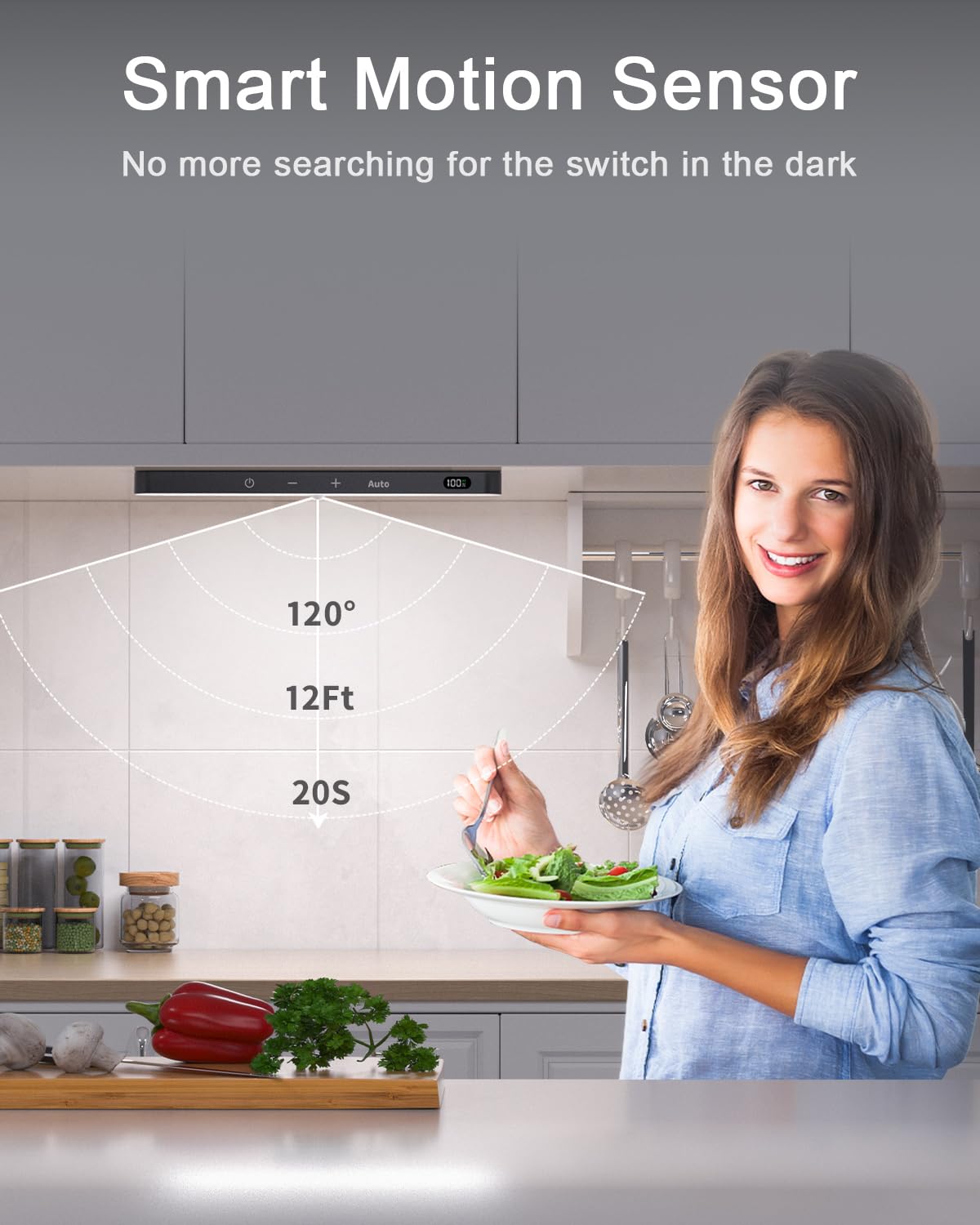 Skorter | Ferswe 60 Led Motion Sensor Cabinet Light, Dimmable Touch Control, Rechargeable - 4 Pack
