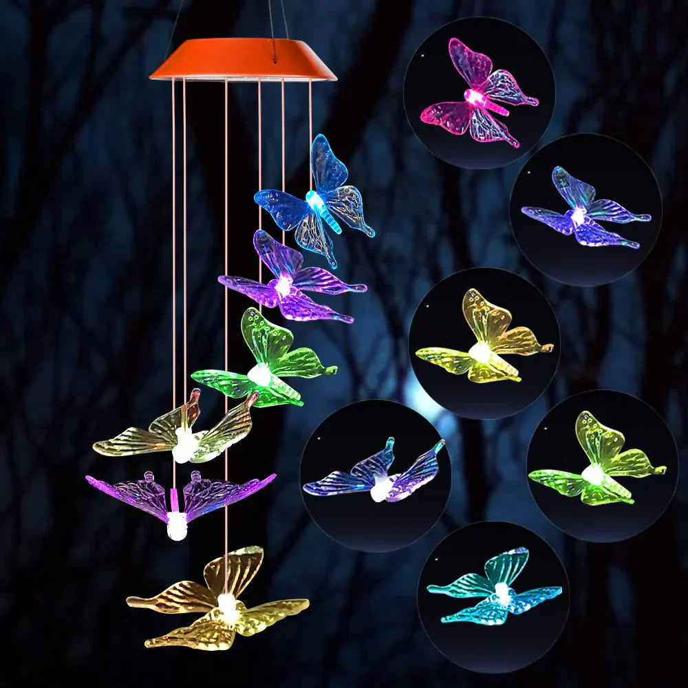 Skorter | SolarGlow - LED Mood Lighting with Butterflies – Colorful Sun Garden Lamps for Outdoor