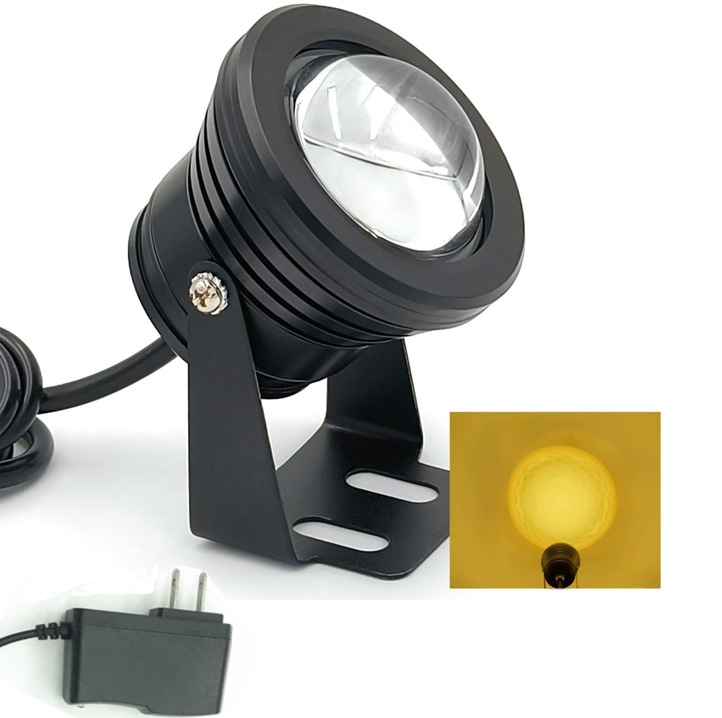 Skorter | Tensul 10W Warm Light Pond Light, LED Underwater Light 900Lm IP68 Waterproof Aluminum Case Fountain Light Diving Waterfall Pond Spotlight