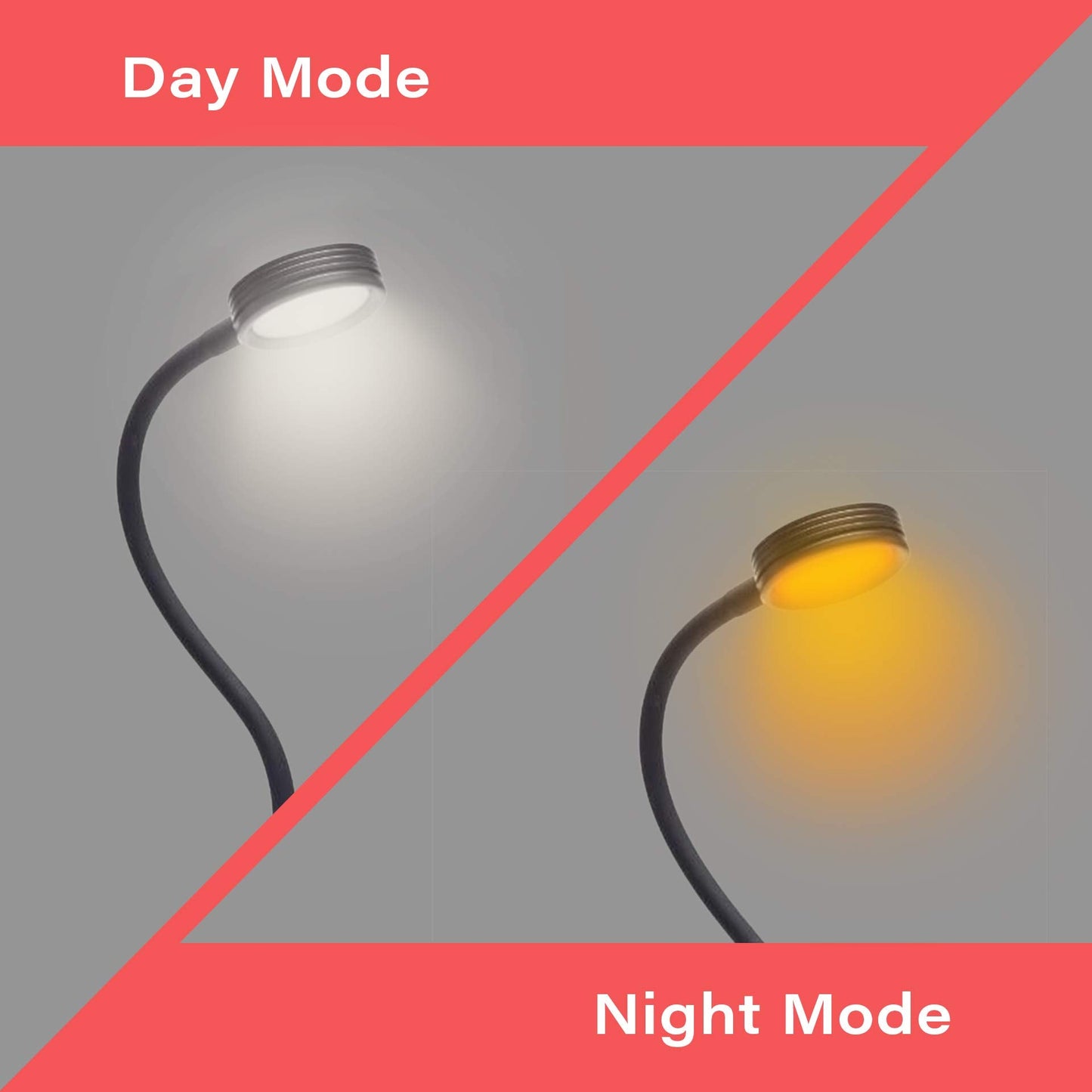 Skorter | Hooga Clip On Reading Lamp - Blue Light Blocking Amber Led, Day/Night Mode, Sleep Aid, Black