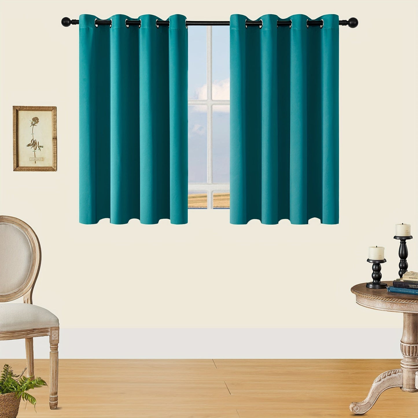Skorter | Blackout Curtains - 2 Pieces Modern Polyester Curtains with Thermal Insulation and Rings