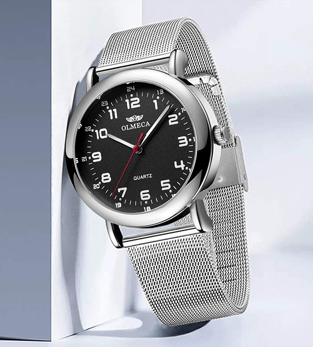 Skorter | OLMECA Men’s Watch Wrist Watches Analog Quartz Waterproof Stainless Steel Mesh Band Simple Watch for Men 709wd